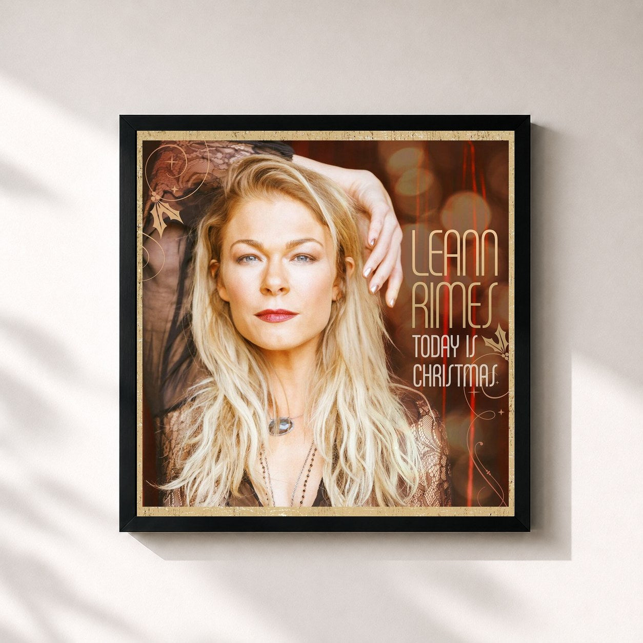 #noir Tableau carré de l'album Today Is Christmas de LeAnn Rimes, cadre noir 32x32 cm