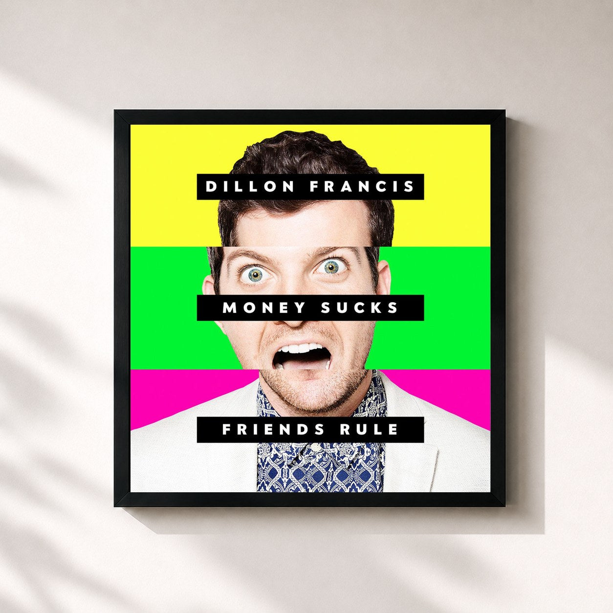 #noir Tableau carré de l'album Money Sucks, Friends Rule de Dillon Francis, cadre noir 32x32 cm