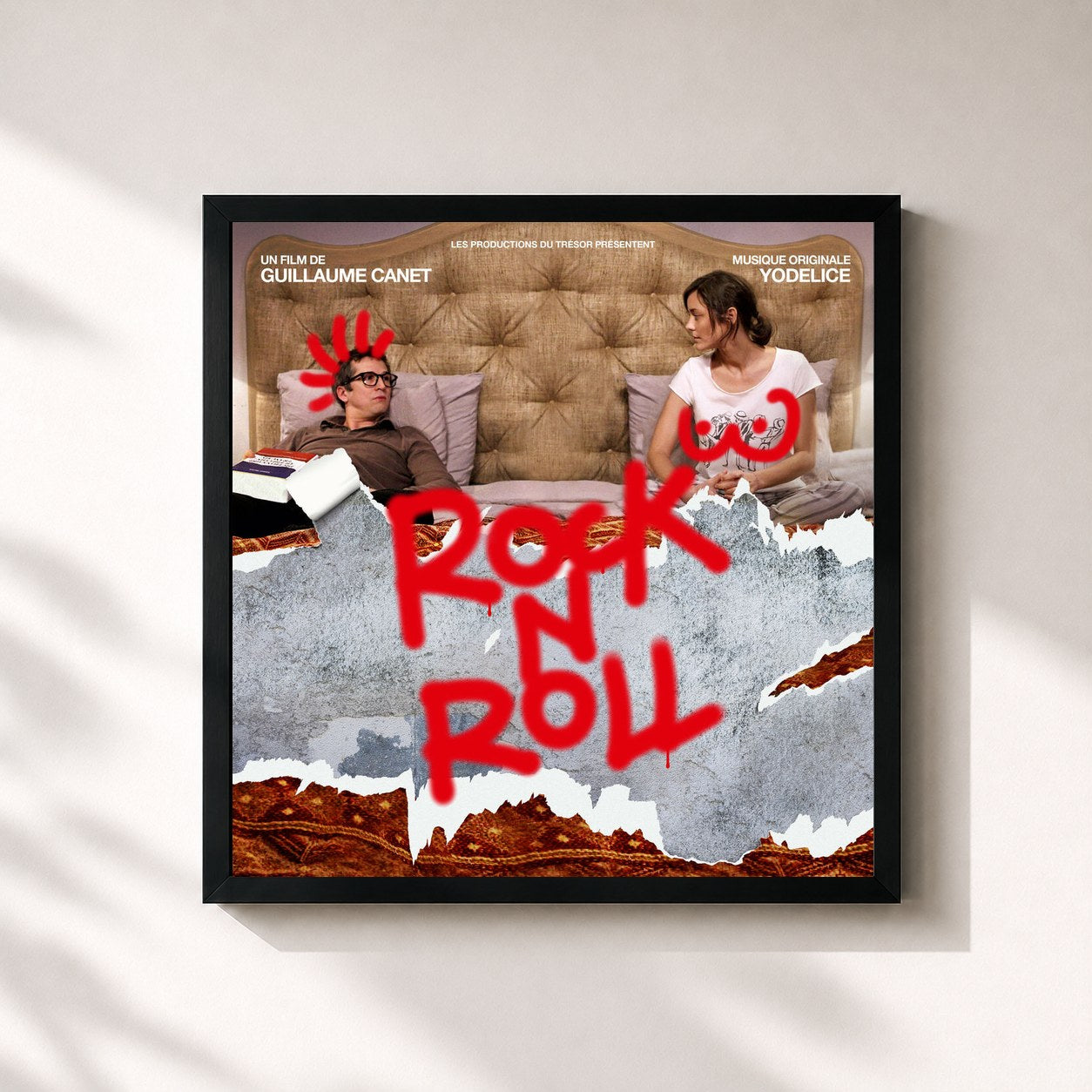 #noir Tableau carré de l'album Rock'N'Roll (Bande originale du film) de Yodelice, cadre noir 32x32 cm