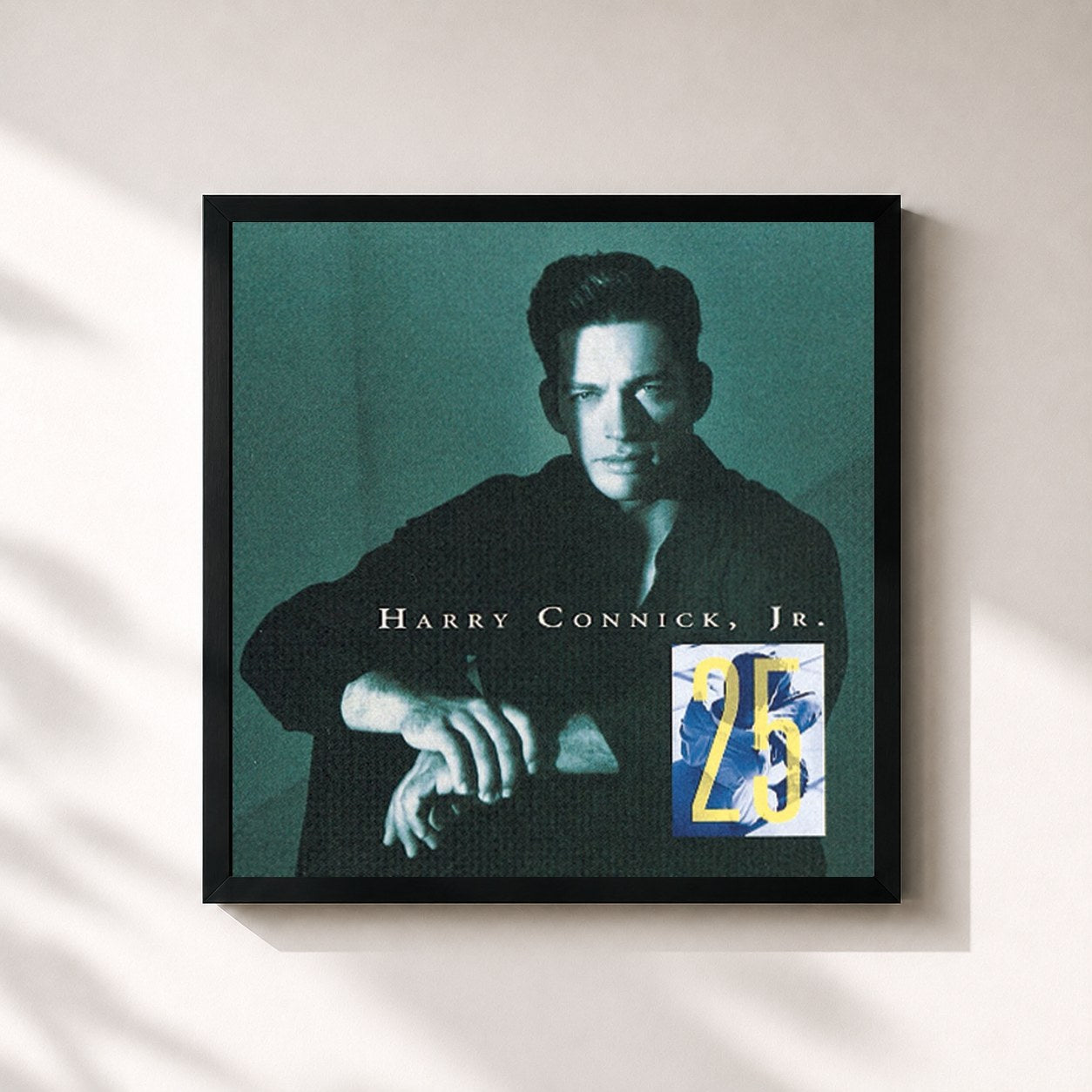 #noir Tableau carré de l'album "25" de Harry Connick Jr., cadre noir 32x32 cm