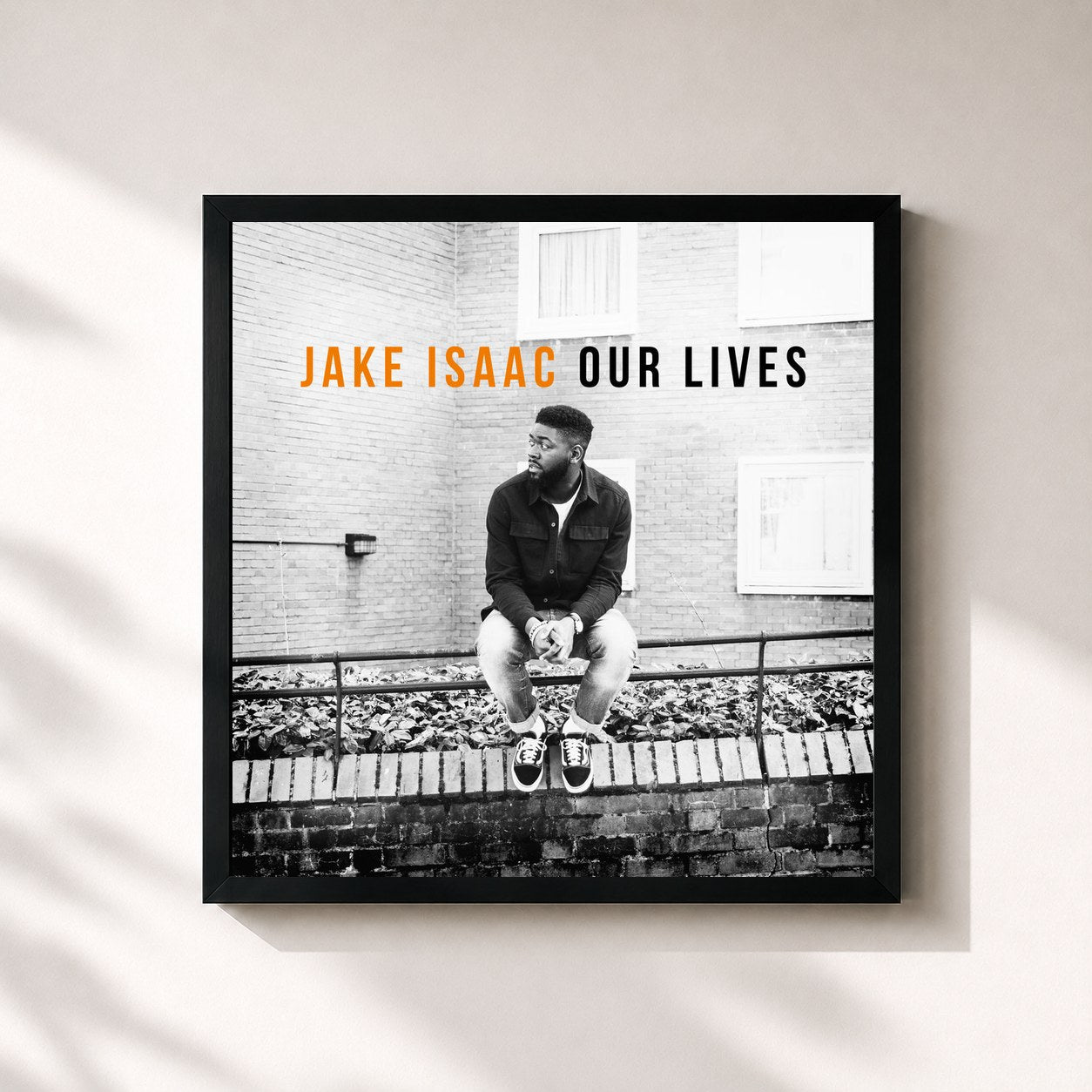 #noir Tableau carré de l'album Our Lives de Jake Isaac, cadre noir 32x32 cm