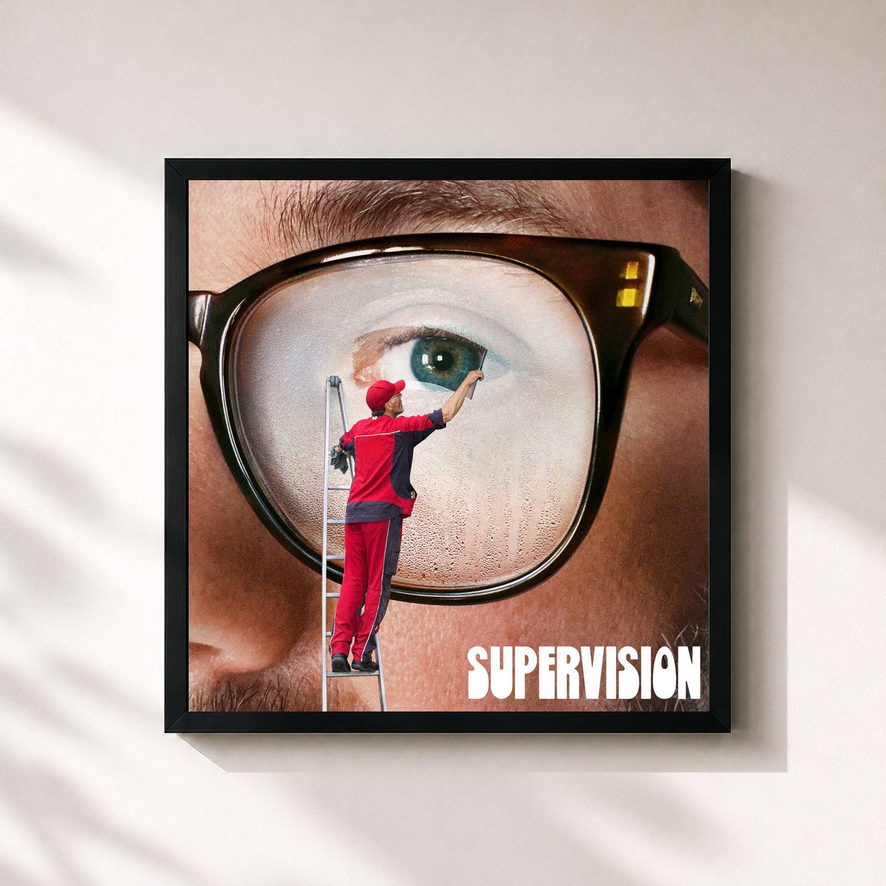 #noir Tableau carré de l'album SUPERVISION de Mark Forster, cadre noir 32x32 cm