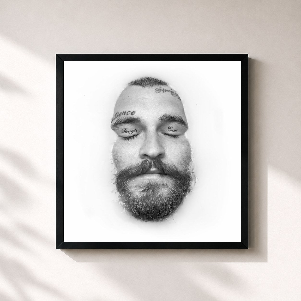 #noir Tableau carré de l'album Tough Love de Teddy Swims, cadre noir 32x32 cm