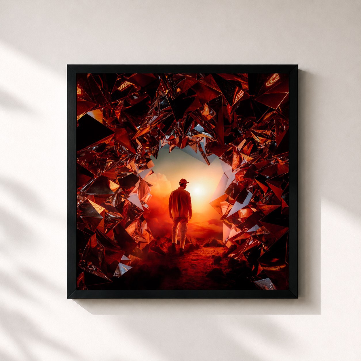 #noir Tableau carré de l'album Infinity de Wilkinson, cadre noir 32x32 cm