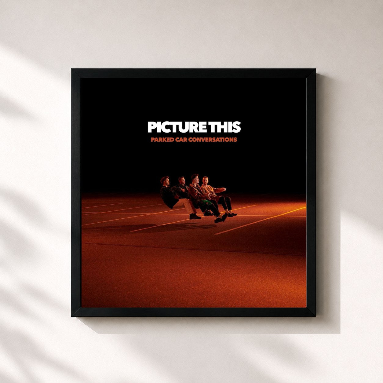 #noir Tableau carré de l'album Parked Car Conversations de Picture This, cadre noir 32x32 cm