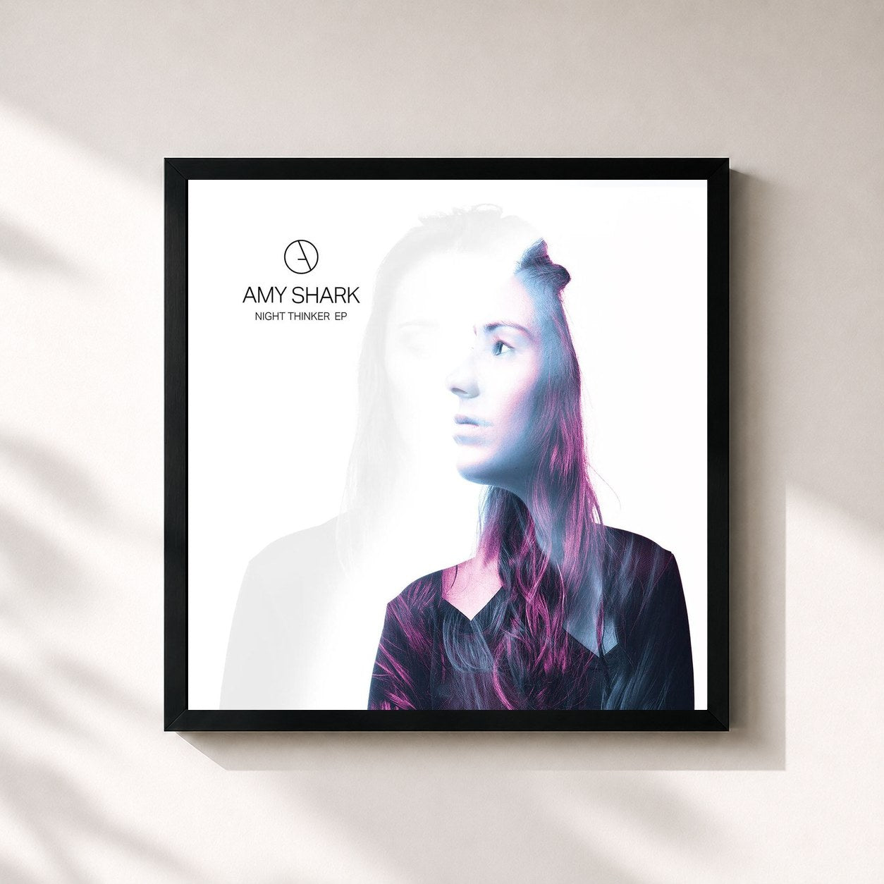 #noir Tableau carré de l'album Night Thinker - EP de Amy Shark, cadre noir 32x32 cm
