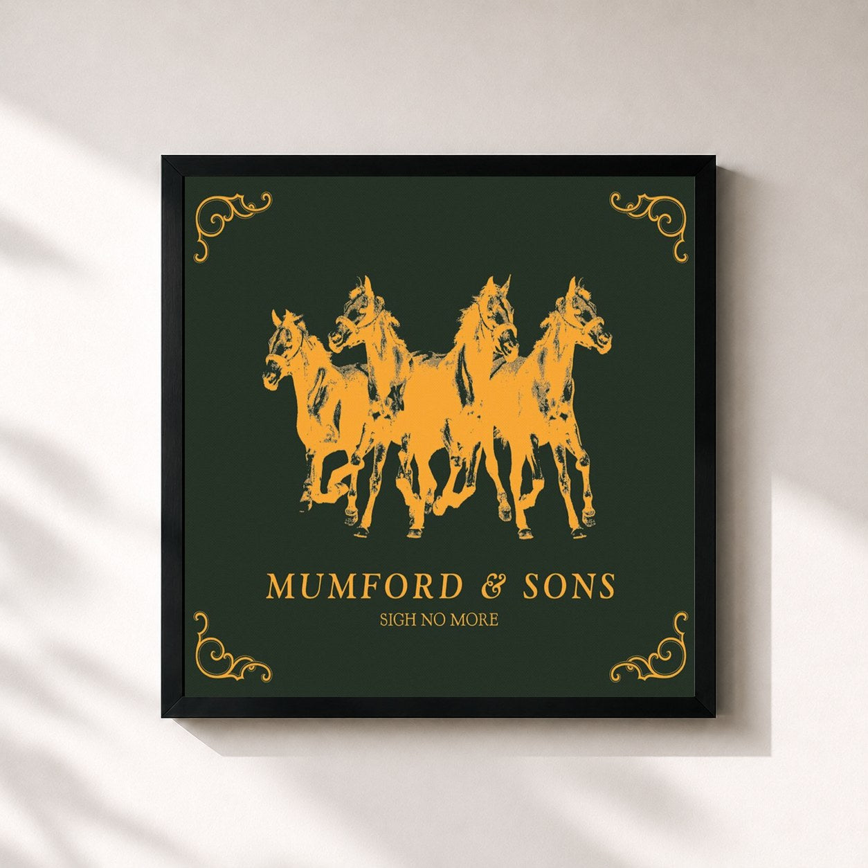 #noir Tableau carré de l'album Sigh No More de Mumford & Sons, cadre noir 32x32 cm
