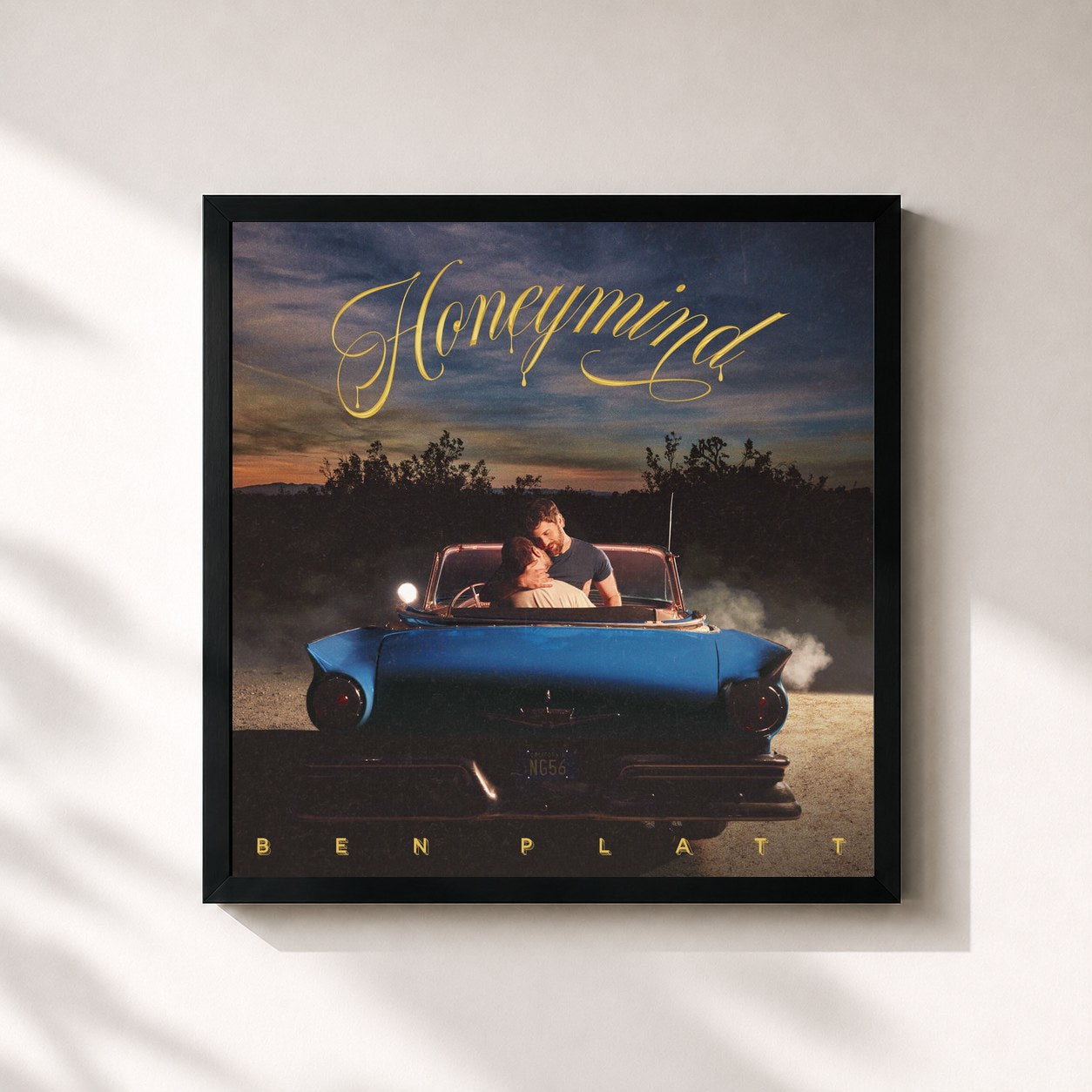 #noir Tableau carré de l'album Honeymind de Ben Platt, cadre noir 32x32 cm
