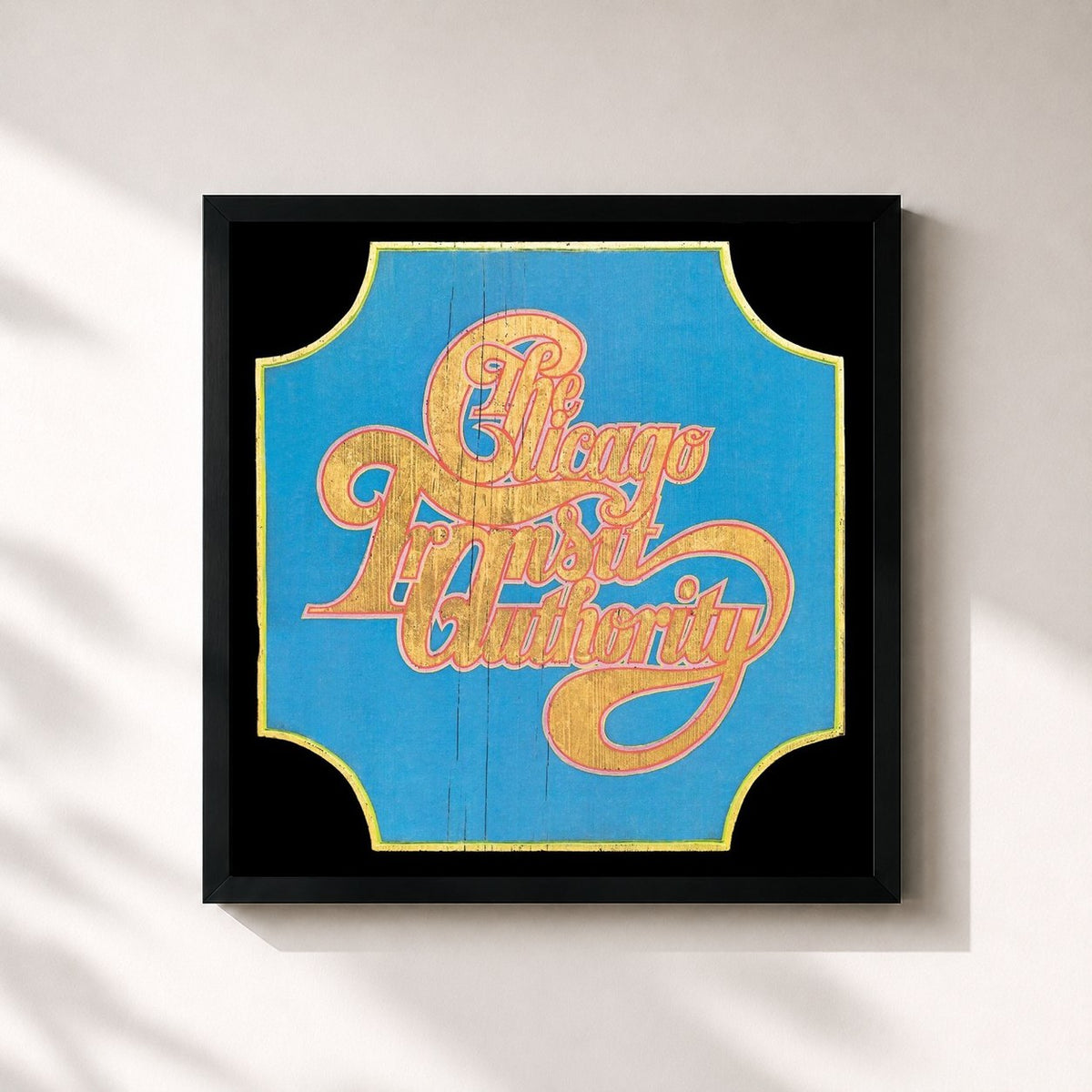 #noir Tableau carré de l'album Chicago Transit Authority de Chicago, cadre noir 32x32 cm