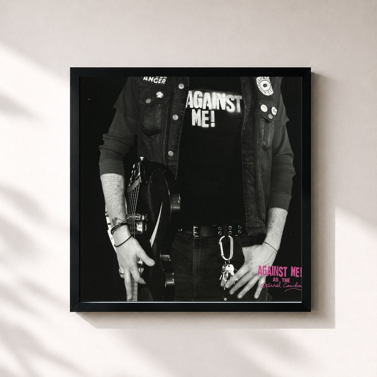 #noir Tableau carré de l'album As the Eternal Cowboy de Against Me!, cadre noir 32x32 cm