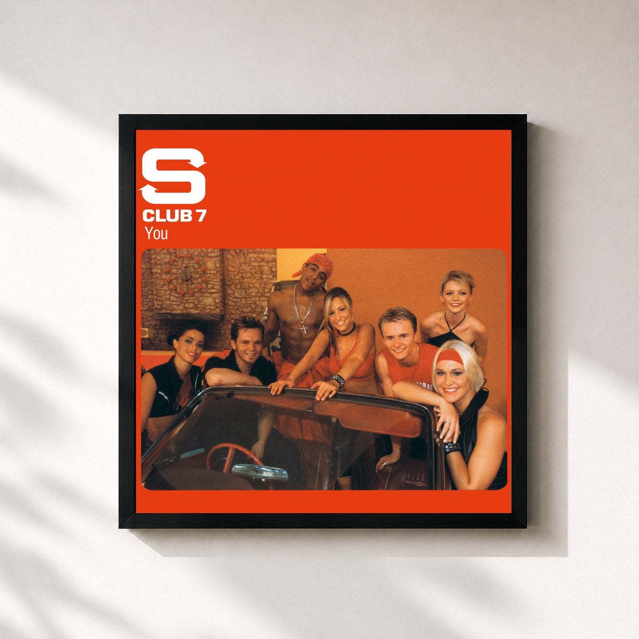#noir Tableau carré de l'album You de S Club, cadre noir 32x32 cm