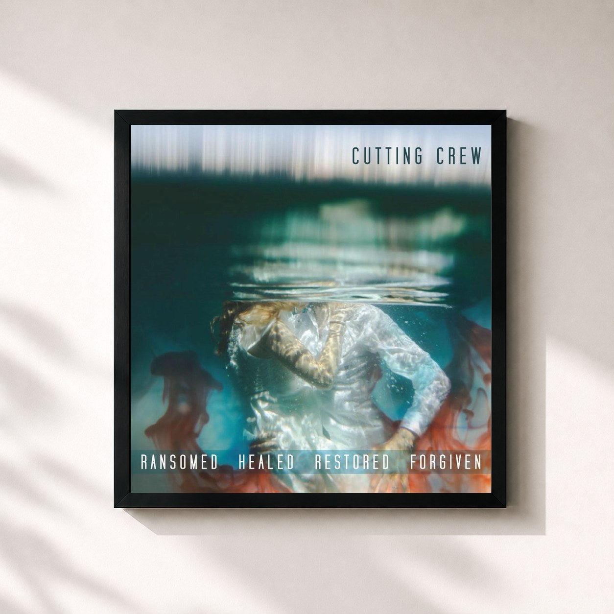 #noir Tableau carré de l'album Ransomed Healed Restored Forgiven de Cutting Crew, cadre noir 32x32 cm