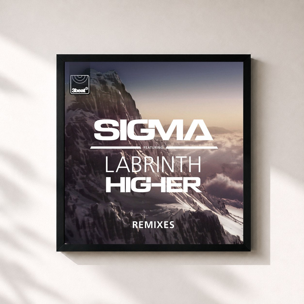#noir Tableau carré de l'album Higher (Remixes) de Sigma, cadre noir 32x32 cm