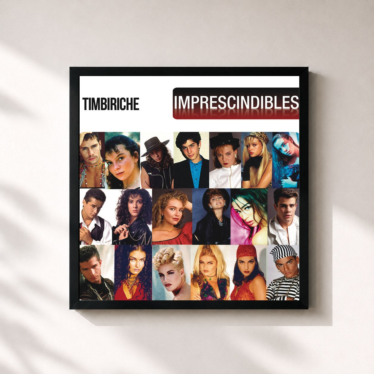 #noir Tableau carré de l'album Imprescindibles de Timbiriche, cadre noir 32x32 cm