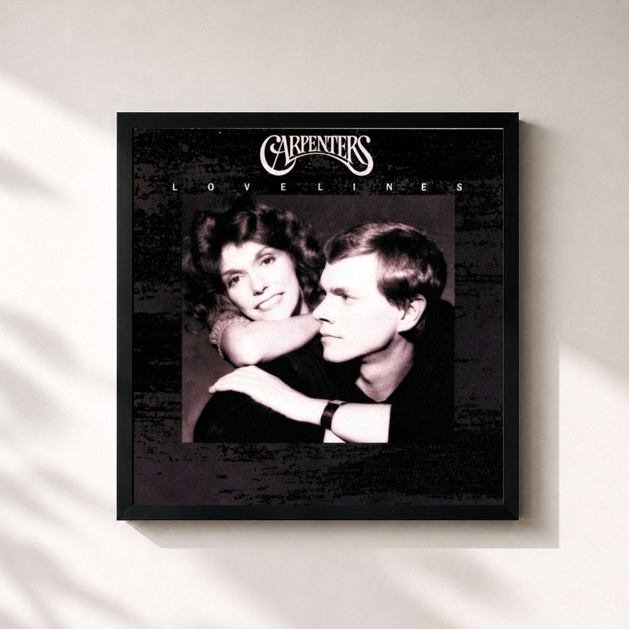 #noir Tableau carré de l'album Lovelines de Carpenters, cadre noir 32x32 cm