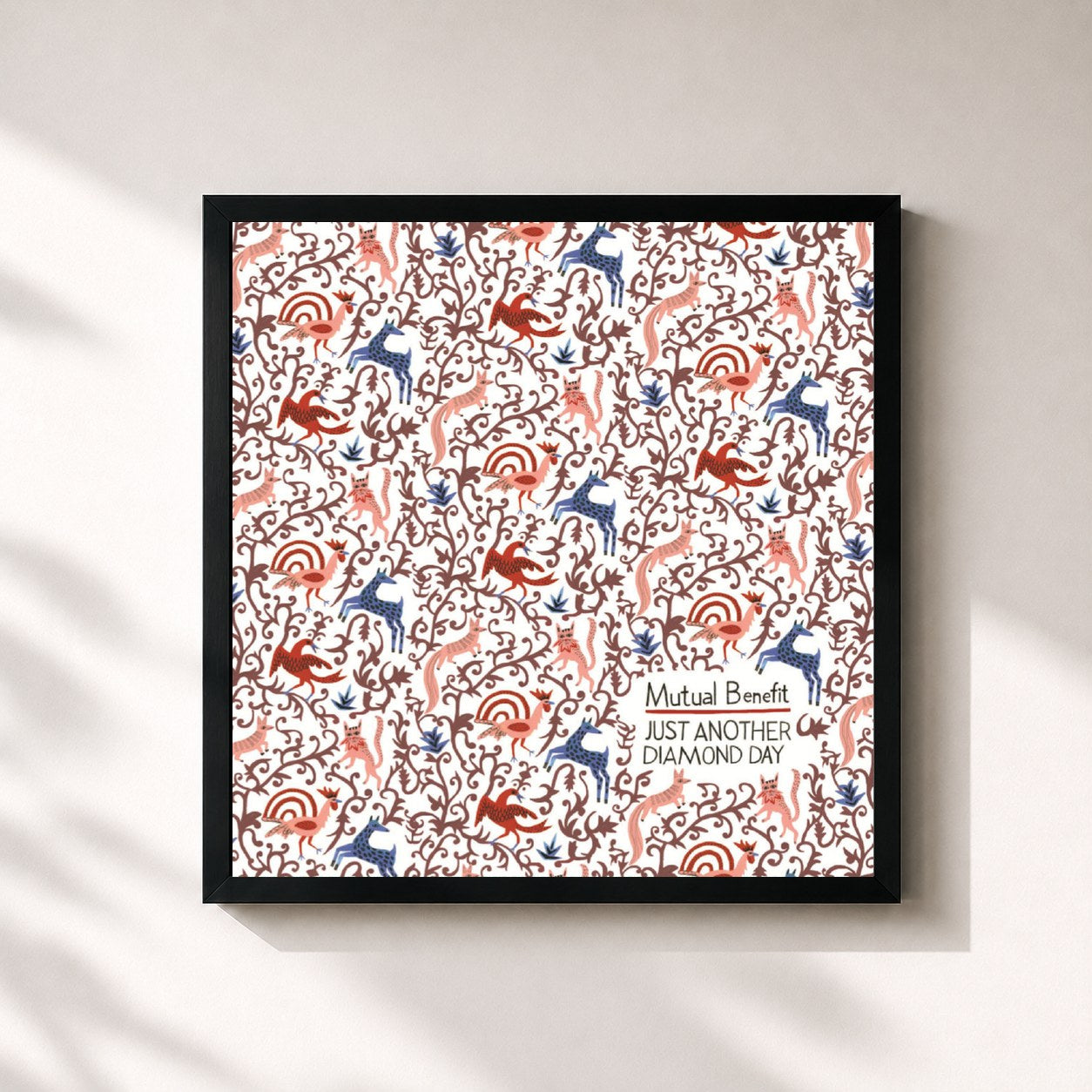 #noir Tableau carré de l'album Just Another Diamond Day de Mutual Benefit, cadre noir 32x32 cm