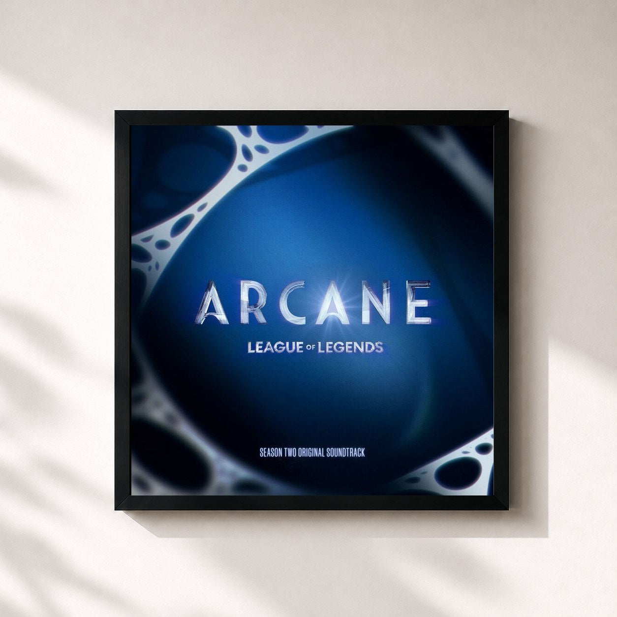#noir Tableau carré de l'album Arcane League of Legends: Season 2 (Soundtrack from the Animated Series) de Arcane, cadre noir 32x32 cm