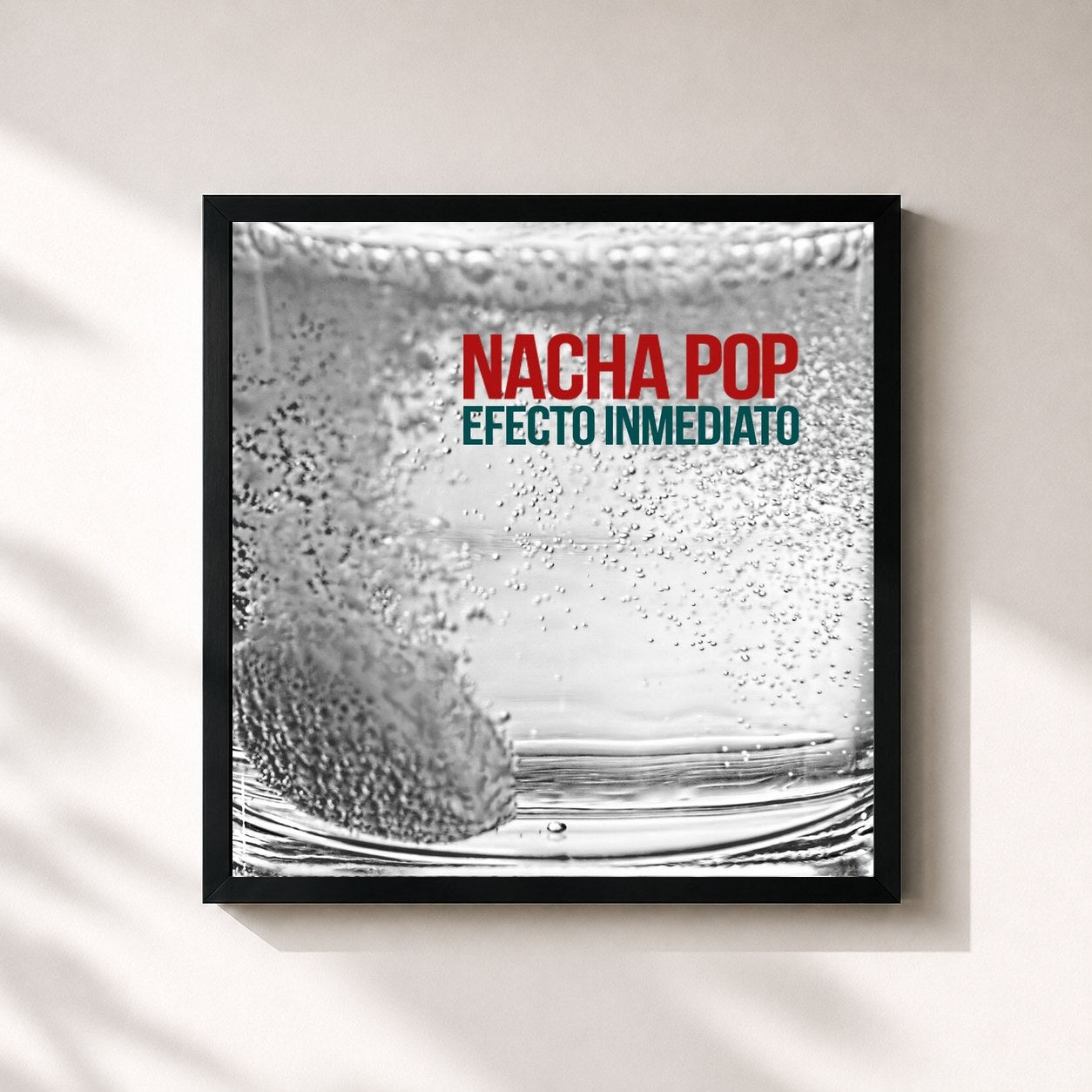 #noir Tableau carré de l'album Efecto Inmediato de Nacha Pop, cadre noir 32x32 cm