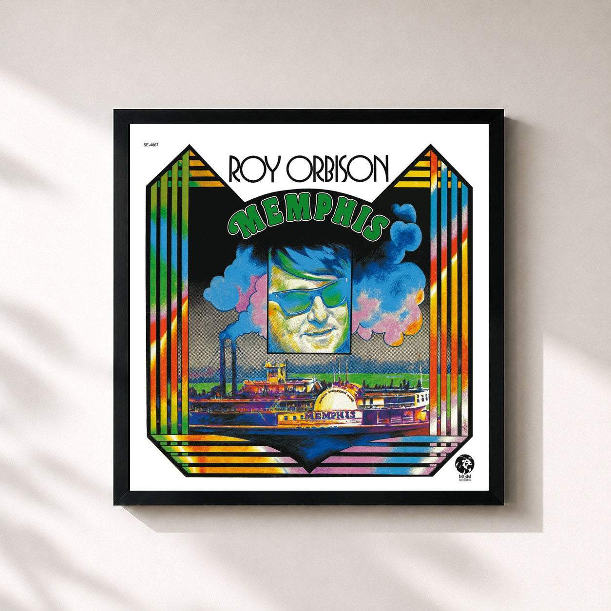 #noir Tableau carré de l'album Memphis (Remastered) de Roy Orbison, cadre noir 32x32 cm
