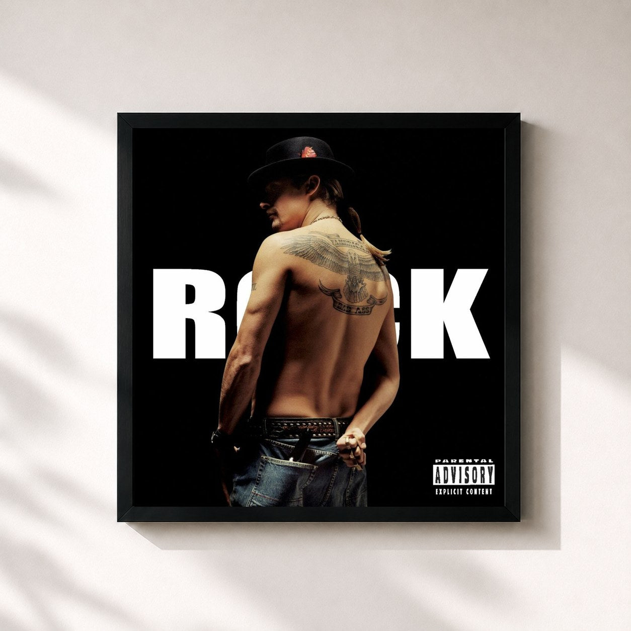 #noir Tableau carré de l'album Kid Rock de Kid Rock, cadre noir 32x32 cm
