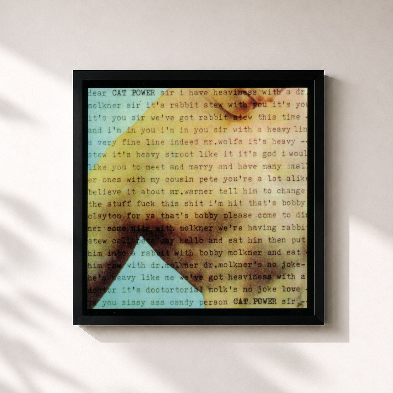 #noir Tableau carré de l'album Dear Sir de Cat Power, cadre noir 32x32 cm