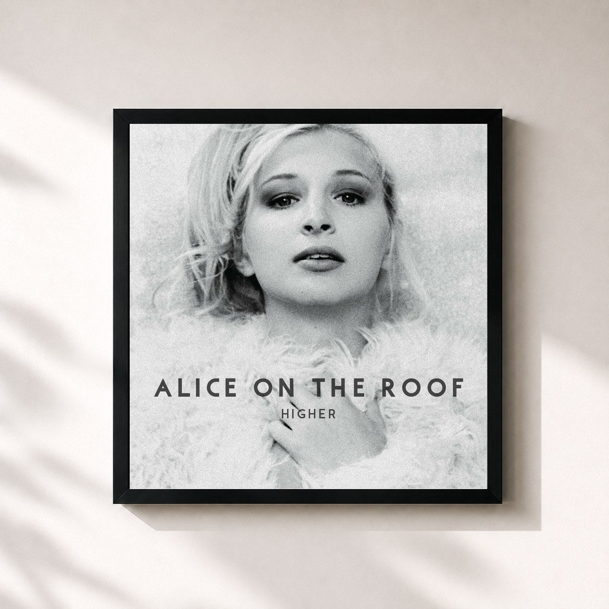#noir Tableau carré de l'album Higher de Alice on the Roof, cadre noir 32x32 cm