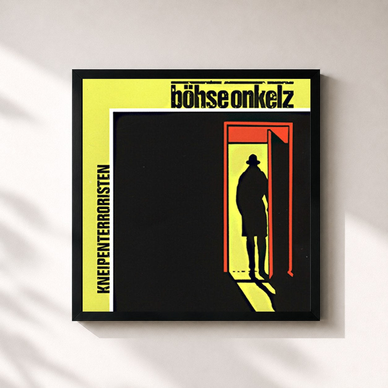 #noir Tableau carré de l'album Kneipenterroristen de Böhse Onkelz, cadre noir 32x32 cm