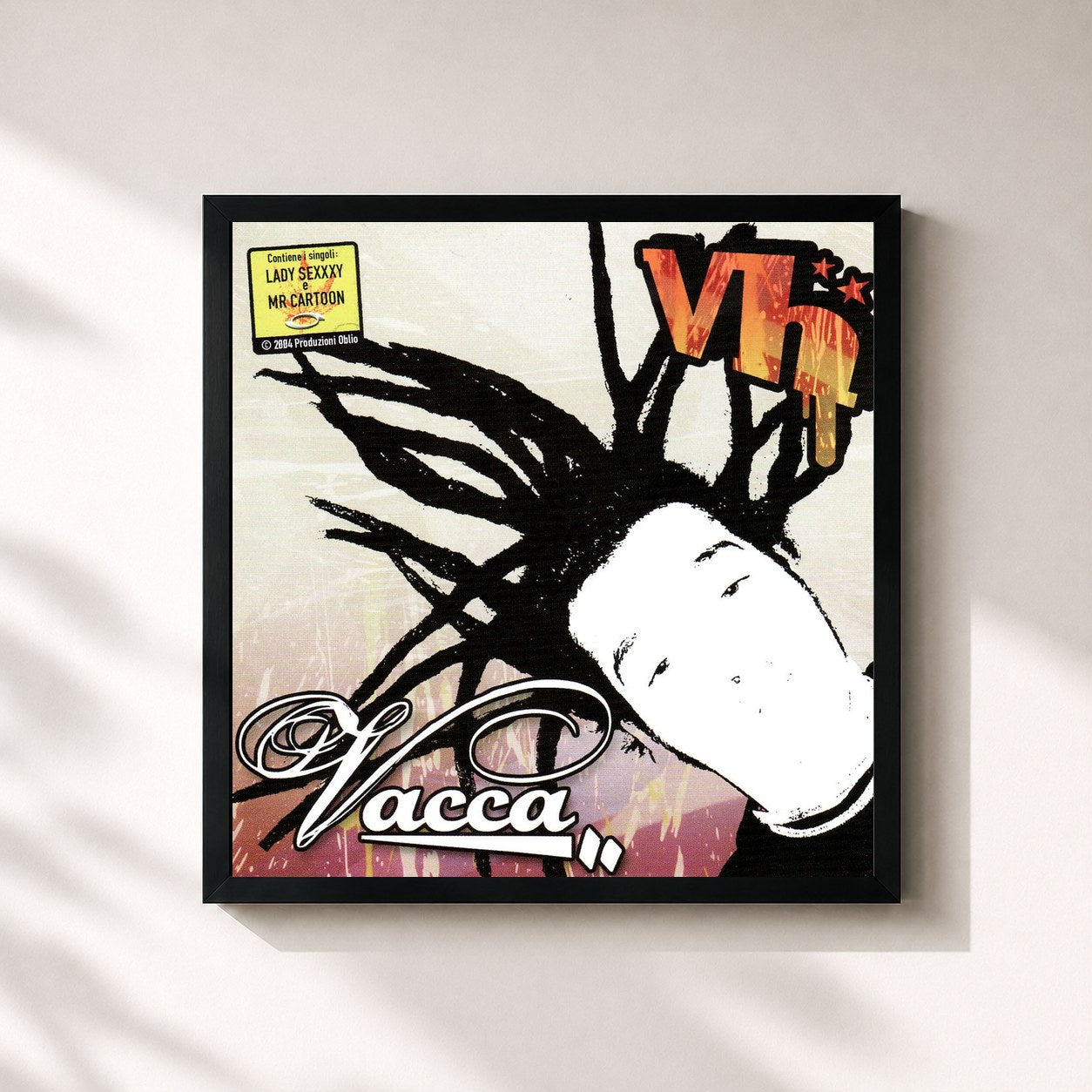 #noir Tableau carré de l'album Vh de Vacca, cadre noir 32x32 cm
