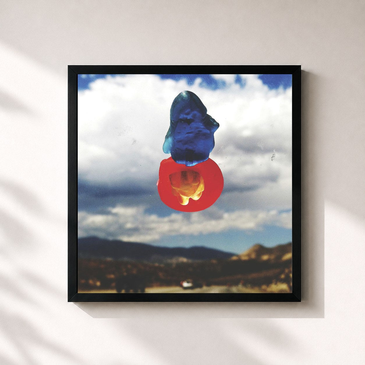 #noir Tableau carré de l'album Feels Like de Bully, cadre noir 32x32 cm