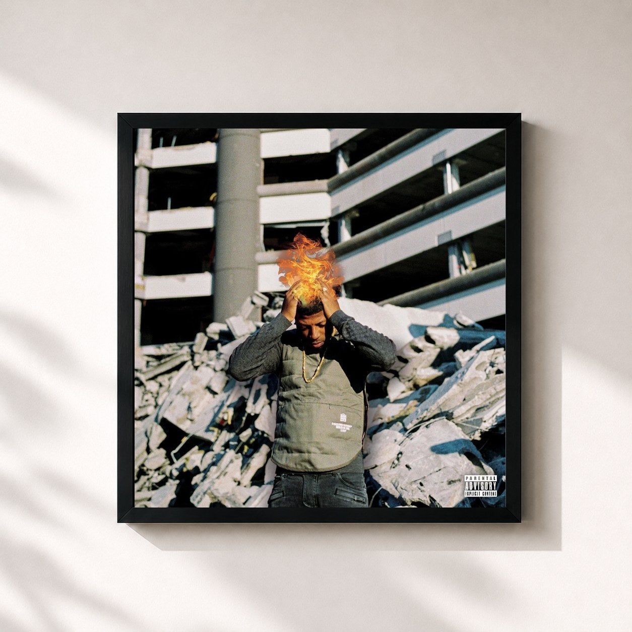 #noir Tableau carré de l'album HHHK de JoeyAK, cadre noir 32x32 cm