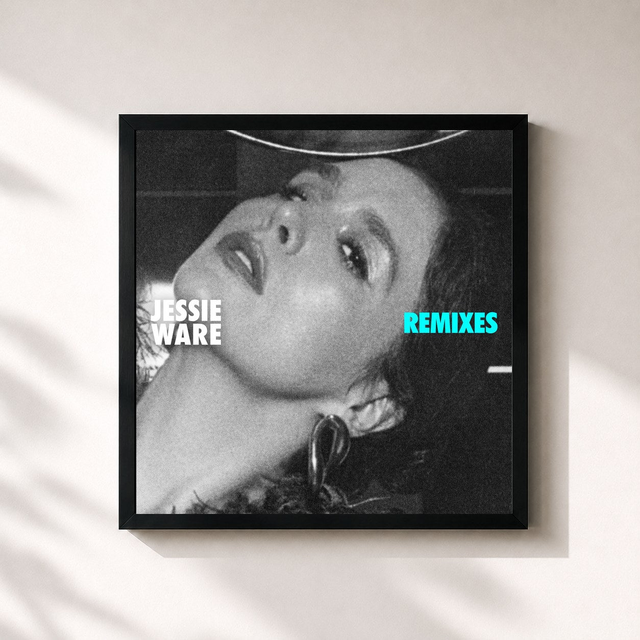 #noir Tableau carré de l'album Remixes de Jessie Ware, cadre noir 32x32 cm