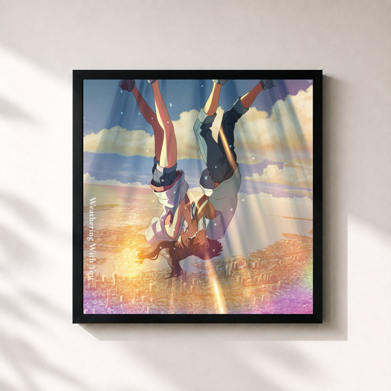 #noir Tableau carré de l'album Weathering With You -Complete Version- de RADWIMPS, cadre noir 32x32 cm