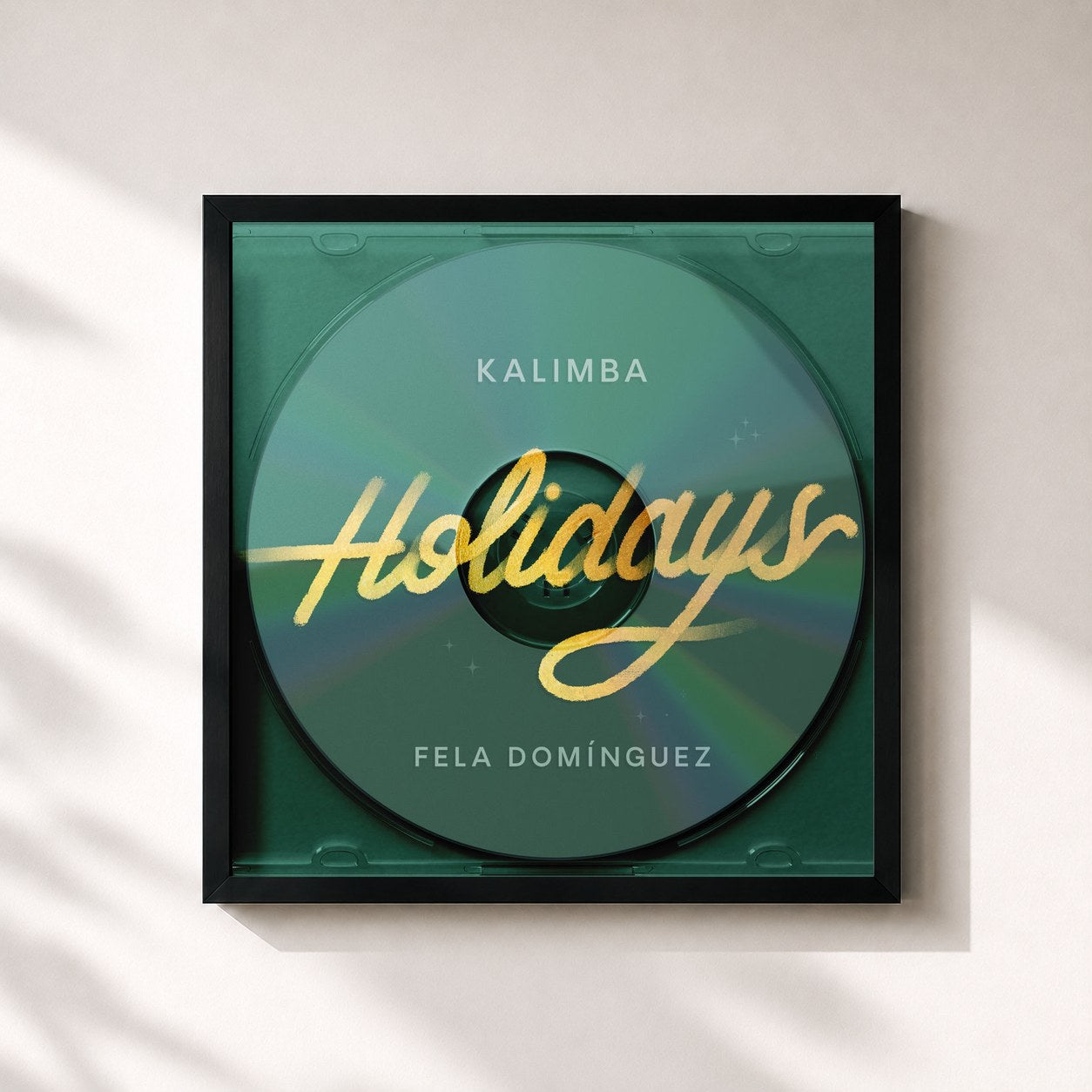 #noir Tableau carré de l'album Holidays de Kalimba, cadre noir 32x32 cm
