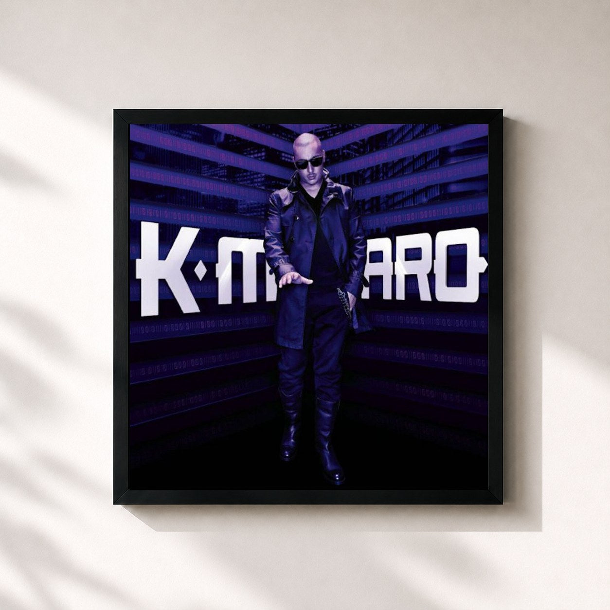 #noir Tableau carré de l'album 01.10 de K-Maro, cadre noir 32x32 cm