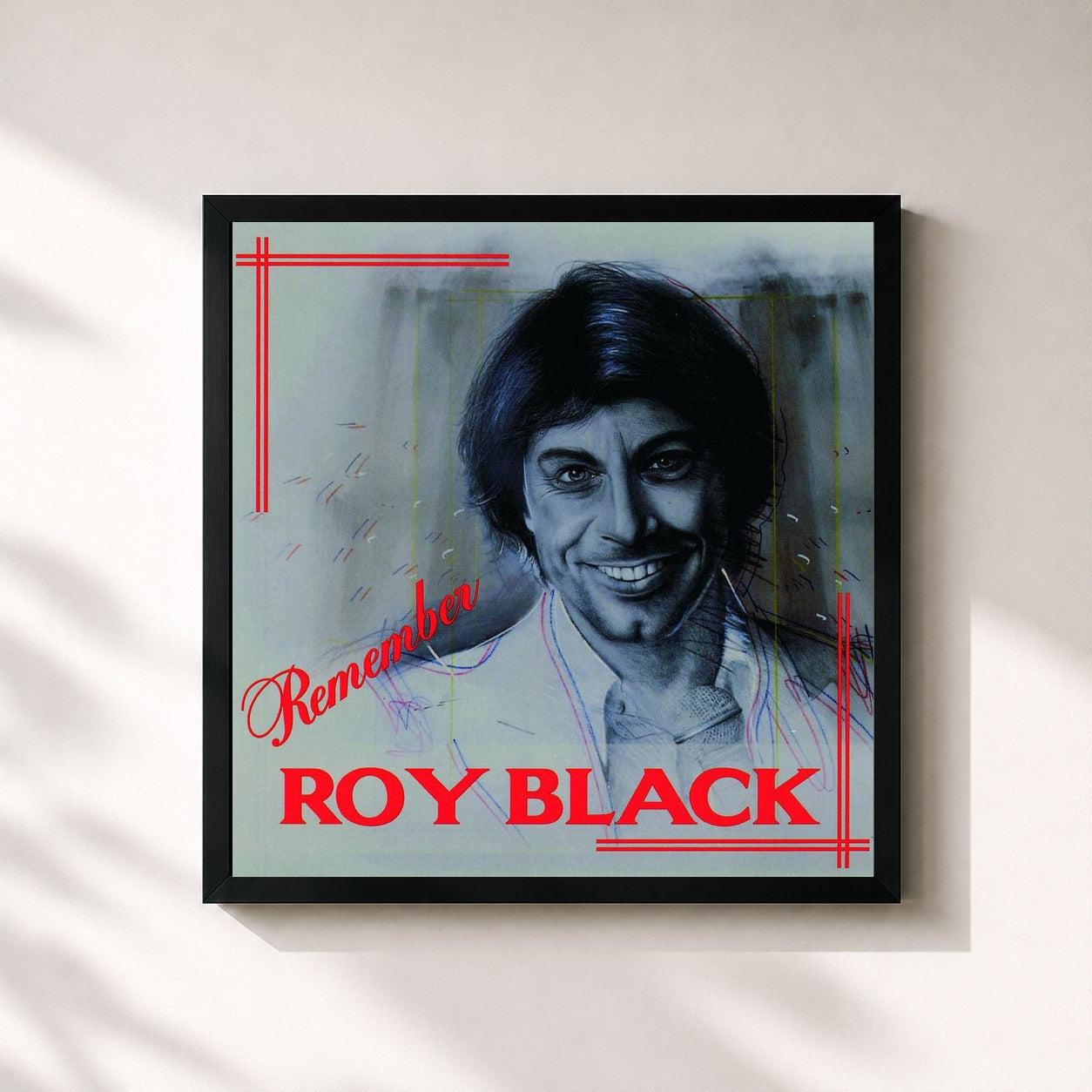 #noir Tableau carré de l'album Remember Roy Black de Roy Black, cadre noir 32x32 cm