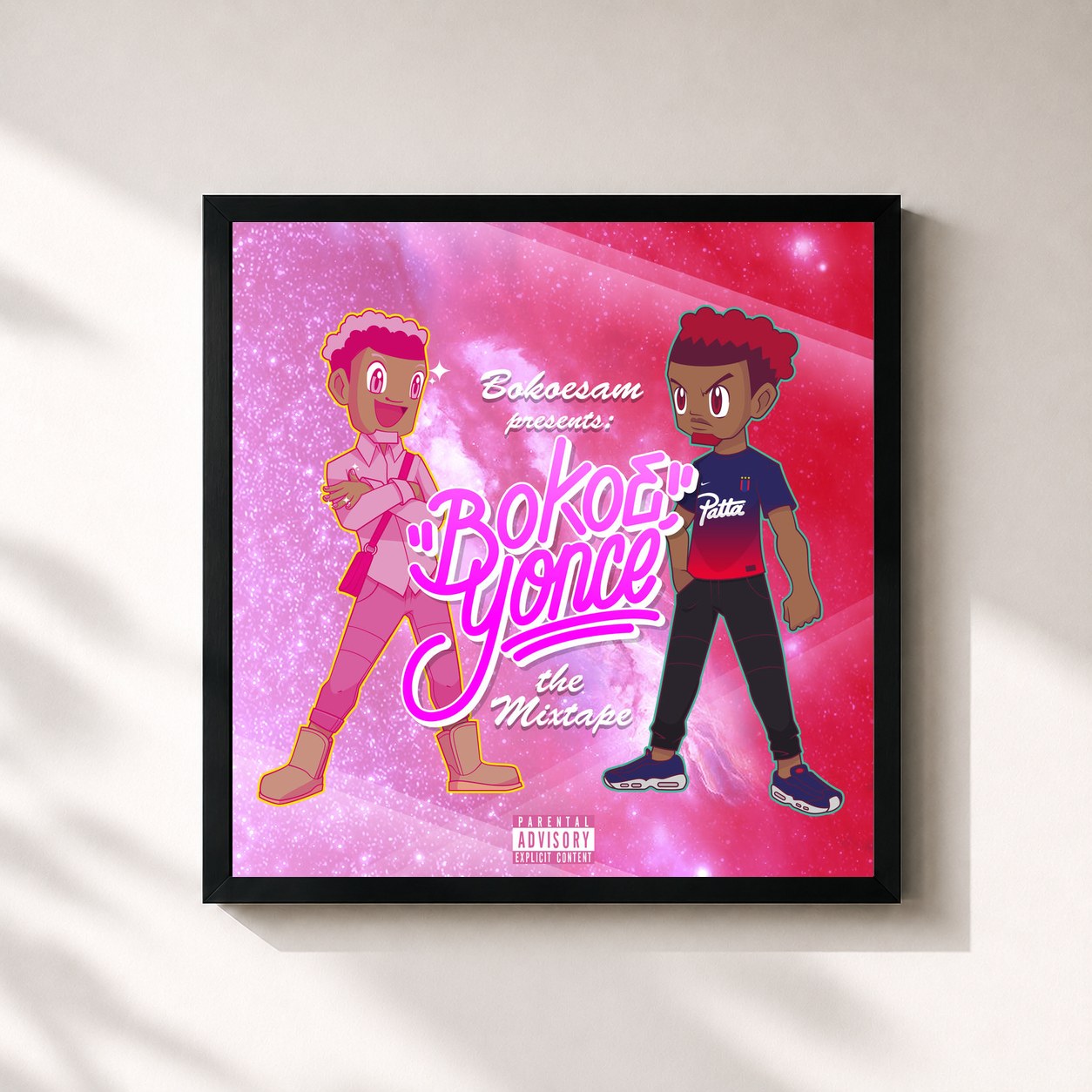 #noir Tableau carré de l'album Bokoeyoncé (The Mixtape) de Bokoesam, cadre noir 32x32 cm