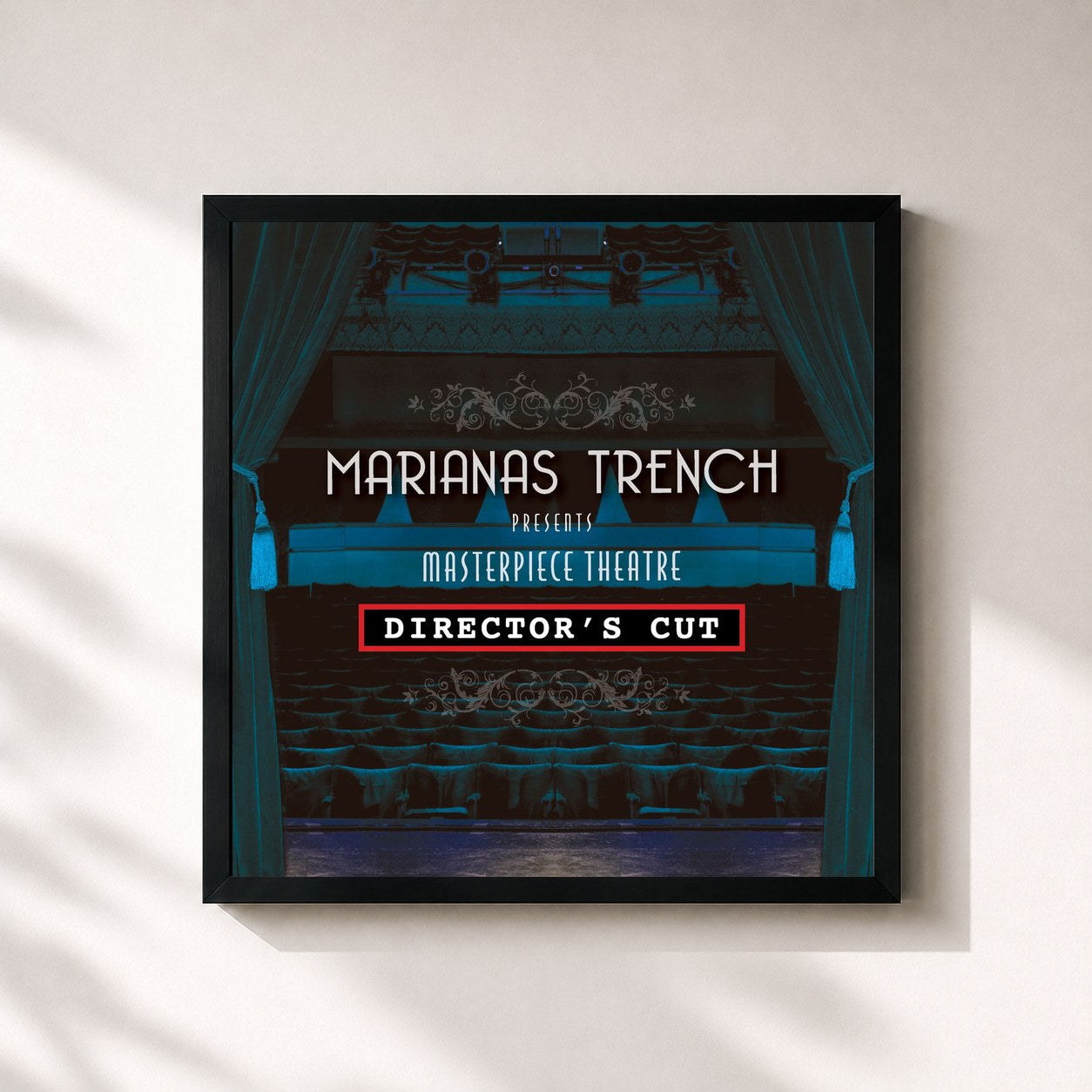 #noir Tableau carré de l'album Masterpiece Theatre Director's Cut de Marianas Trench, cadre noir 32x32 cm