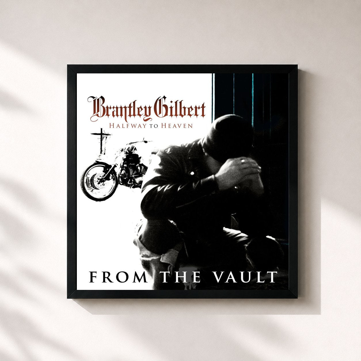 #noir Tableau carré de l'album Halfway To Heaven (From The Vault) de Brantley Gilbert, cadre noir 32x32 cm