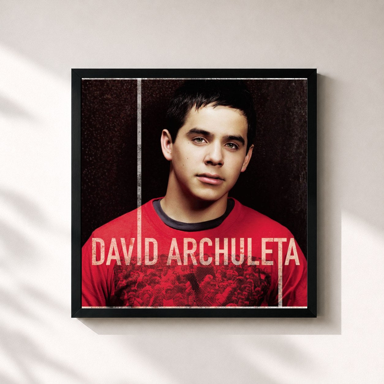 #noir Tableau carré de l'album David Archuleta de David Archuleta, cadre noir 32x32 cm