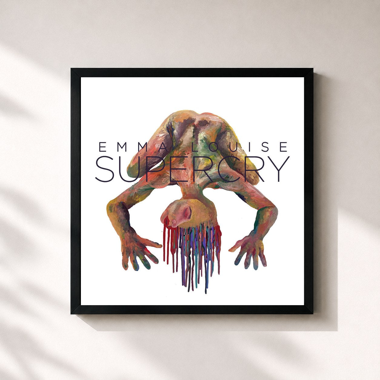 #noir Tableau carré de l'album Supercry de Emma Louise, cadre noir 32x32 cm