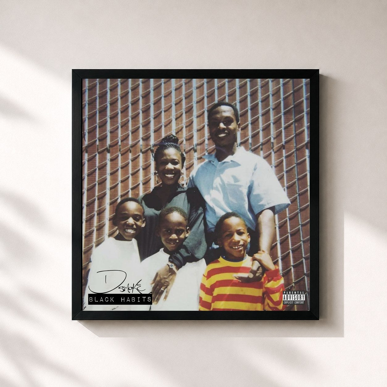 #noir Tableau carré de l'album Black Habits de D Smoke, cadre noir 32x32 cm
