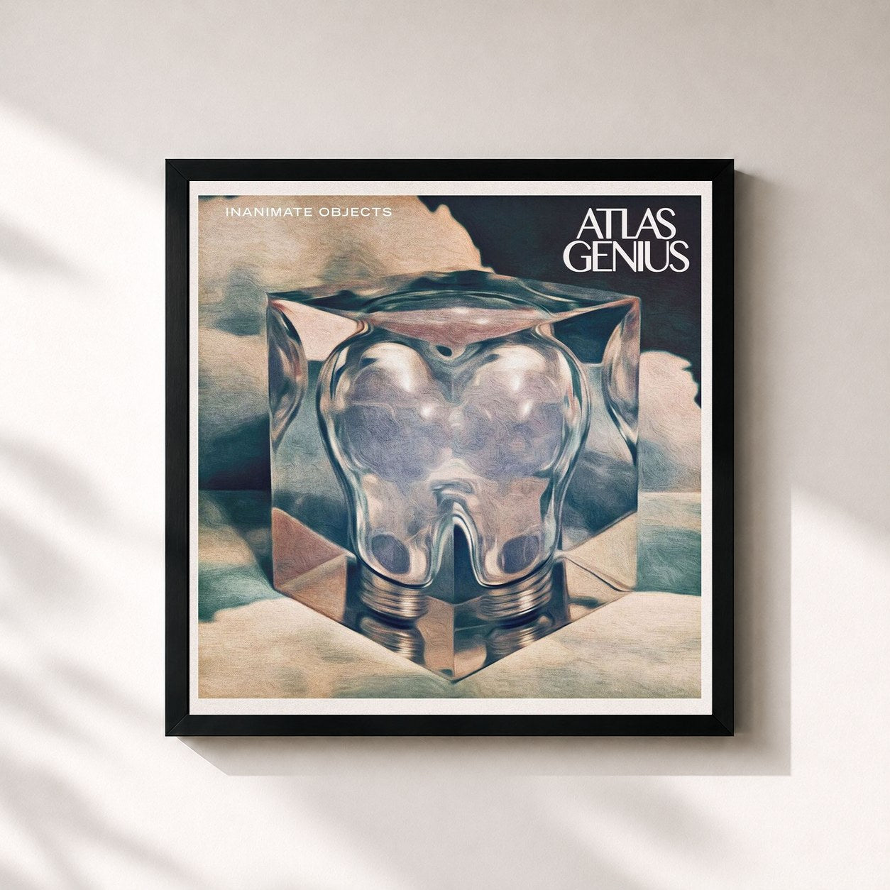 #noir Tableau carré de l'album Inanimate Objects de Atlas Genius, cadre noir 32x32 cm