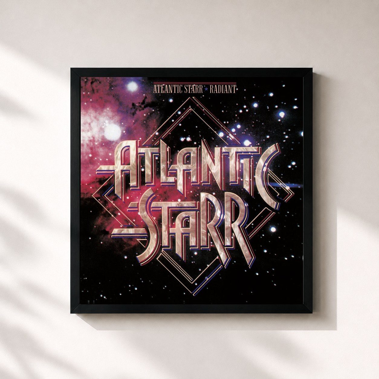 #noir Tableau carré de l'album Radiant de Atlantic Starr, cadre noir 32x32 cm