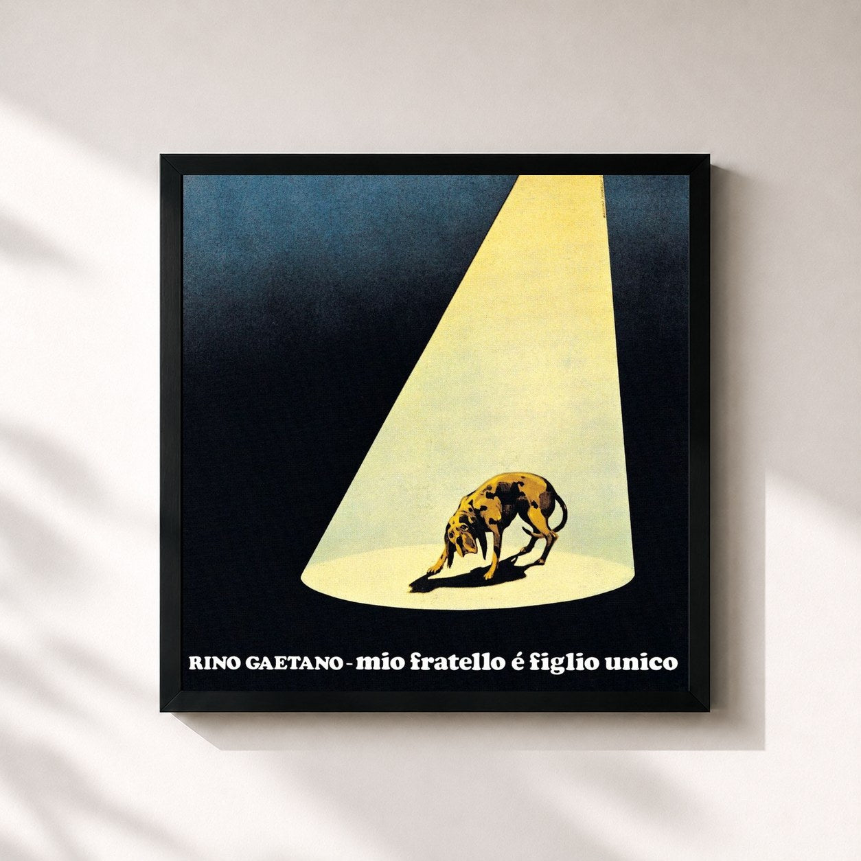 #noir Tableau carré de l'album Mio Fratello E' Figlio Unico de Rino Gaetano, cadre noir 32x32 cm