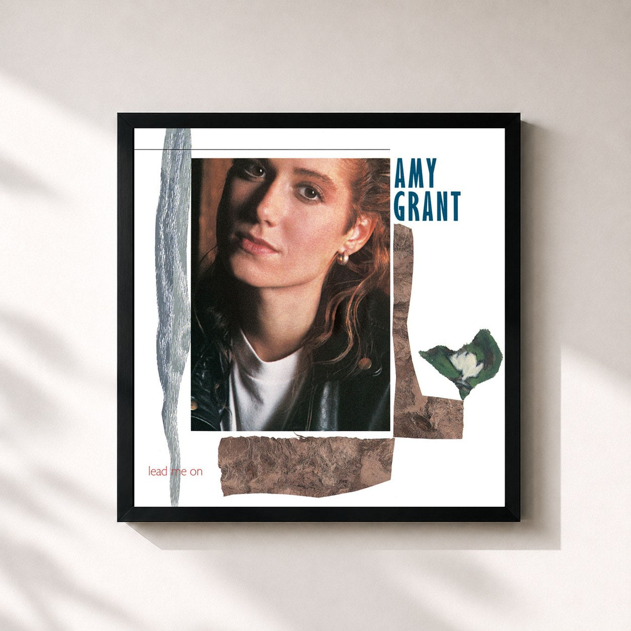 #noir Tableau carré de l'album Lead Me On de Amy Grant, cadre noir 32x32 cm