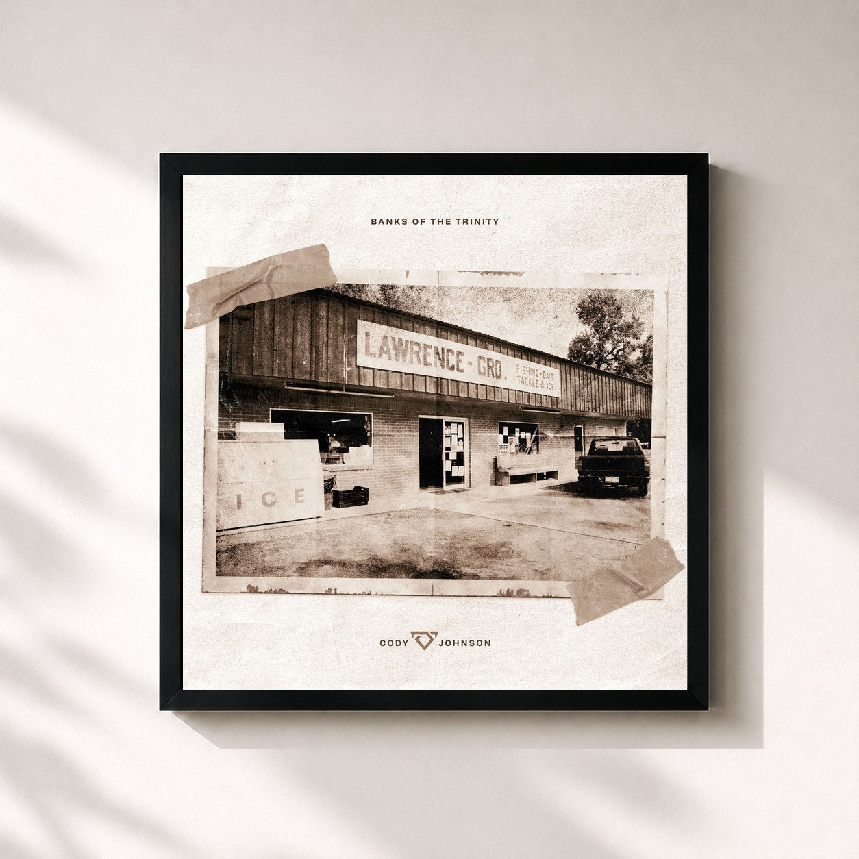 #noir Tableau carré de l'album Banks Of The Trinity de Cody Johnson, cadre noir 32x32 cm