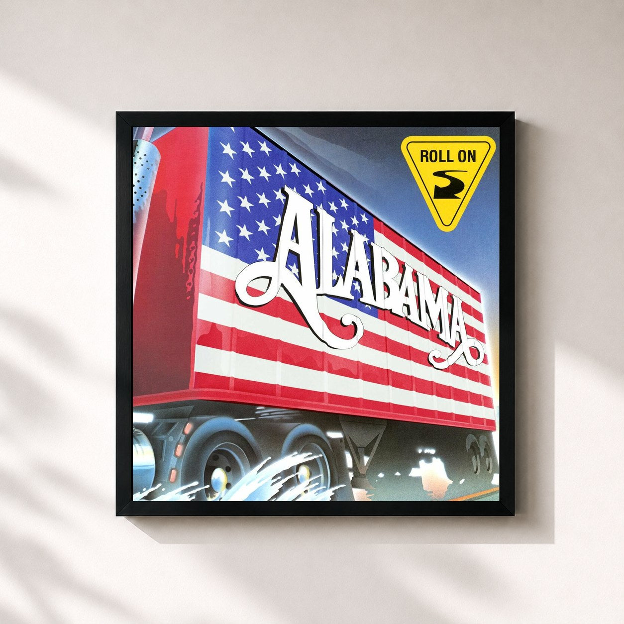 #noir Tableau carré de l'album Roll On de Alabama, cadre noir 32x32 cm
