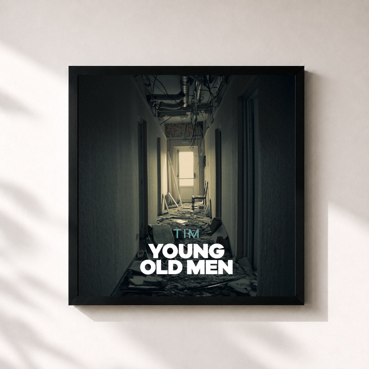 #noir Tableau carré de l'album Young Old Men (Album) de Tim, cadre noir 32x32 cm