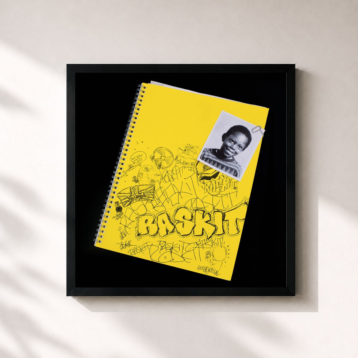 #noir Tableau carré de l'album Raskit de Dizzee Rascal, cadre noir 32x32 cm