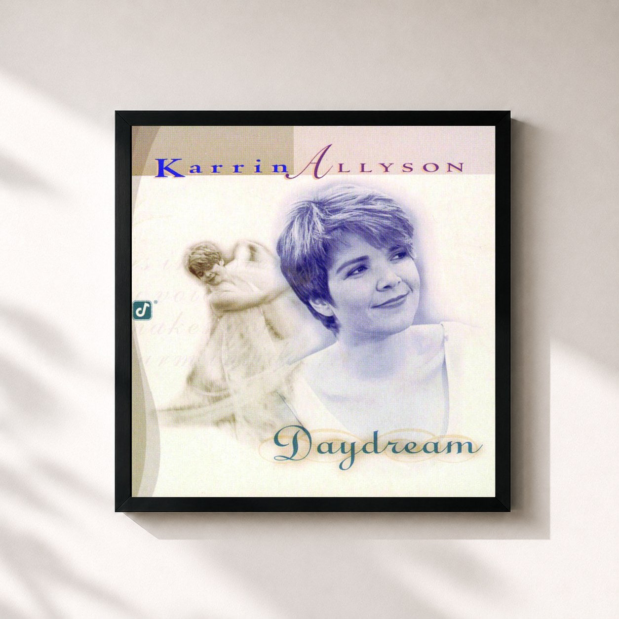 #noir Tableau carré de l'album Daydream de Karrin Allyson, cadre noir 32x32 cm
